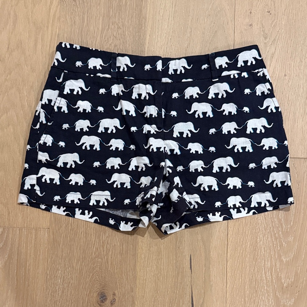 LOFT Navy and White Elephant Pattern High Waist Wems Shorts size 4